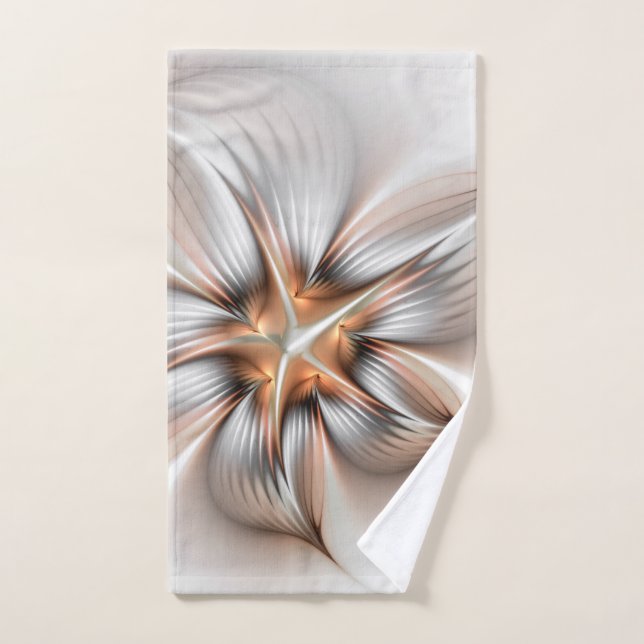 Floral Elegance Modern Abstract Fractal Art Hand Towel (Hand Towel)