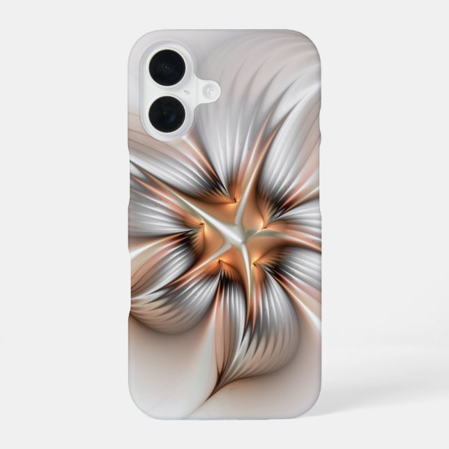 Floral Elegance Modern Abstract Fractal Art iPhone 16 Case (Back)