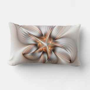 Floral Elegance Modern Abstract Fractal Art Lumbar Cushion