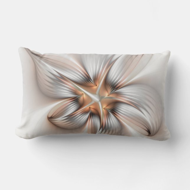 Floral Elegance Modern Abstract Fractal Art Lumbar Cushion (Front)