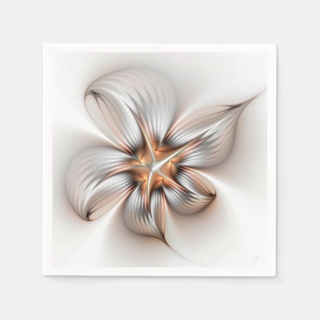 Floral Elegance Modern Abstract Fractal Art Napkin (Front)