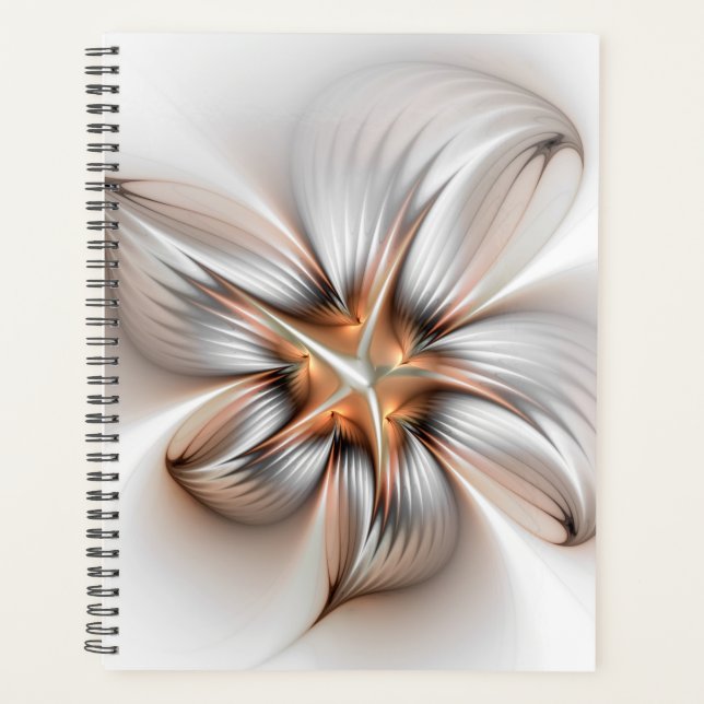 Floral Elegance Modern Abstract Fractal Art Planner (Front)