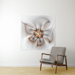 Floral Elegance Modern Abstract Fractal Art Tapestry