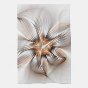 Floral Elegance Modern Abstract Fractal Art Tea Towel