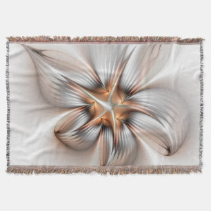Floral Elegance Modern Abstract Fractal Art Throw Blanket