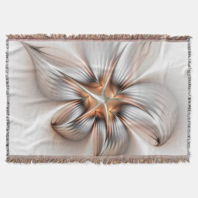 Floral Elegance Modern Abstract Fractal Art Throw Blanket (Front)