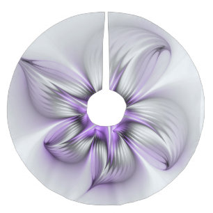 Floral Elegance Modern Abstract Violet Fractal Art Brushed Polyester Tree Skirt