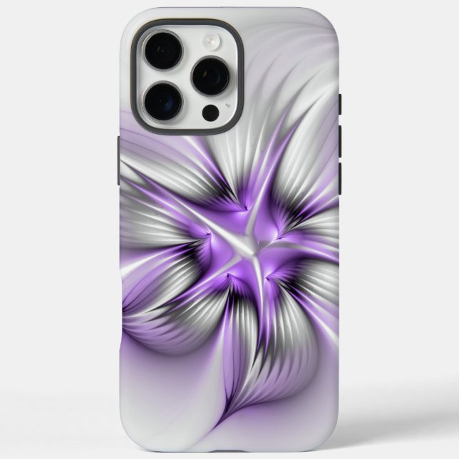 Floral Elegance Modern Abstract Violet Fractal Art Case-Mate iPhone Case (Back)
