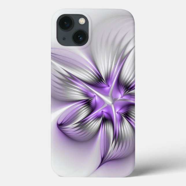 Floral Elegance Modern Abstract Violet Fractal Art Case-Mate iPhone Case (Back)