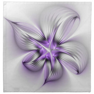 Floral Elegance Modern Abstract Violet Fractal Art Napkin