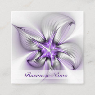 Floral Elegance Modern Abstract Violet Fractal Art Square Business Card