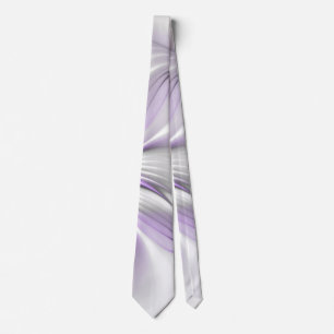 Floral Elegance Modern Abstract Violet Fractal Art Tie