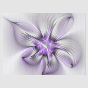 Floral Elegance Modern Abstract Violet Fractal Art Tissue Paper