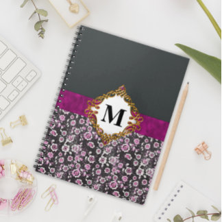 Floral Elegance Monogrammed Journal: Vintage Pink  Notebook