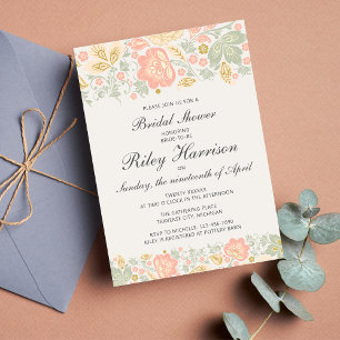 Floral Elegance Peach Blush Sage Bridal Shower Invitation