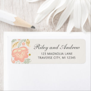 Floral Elegance Peach Blush Sage Classic Address Return Address Label