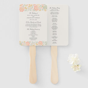 Floral Elegance Peach Blush Sage Wedding Ceremony  Hand Fan