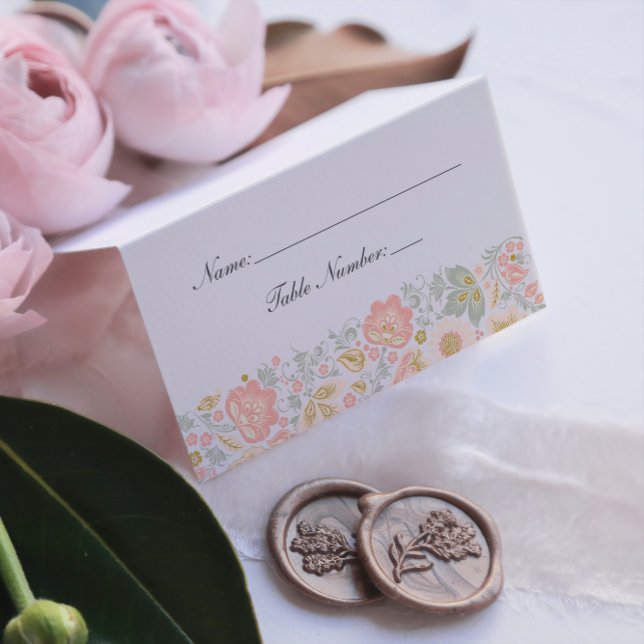 Floral Elegance Peach Sage Blush Classic Wedding Place Card (Creator Uploaded)