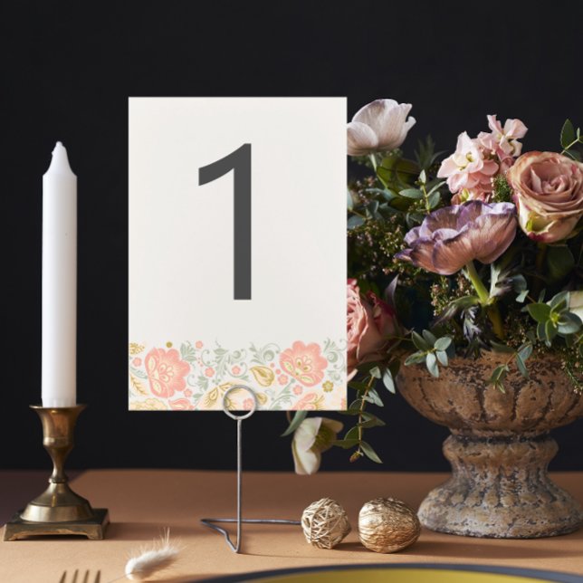 Floral Elegance Peach Sage Blush Classic Wedding Table Number (Creator Uploaded)
