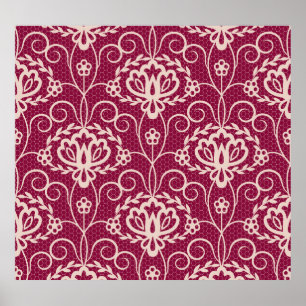 Floral Elegance: Red Lace Pattern Poster