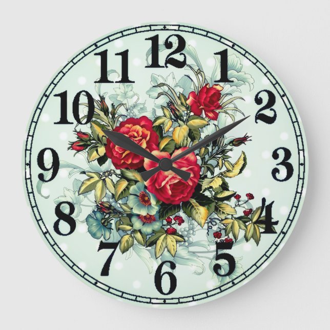 Floral Elegance Round Acrylic Wall Clock (Front)