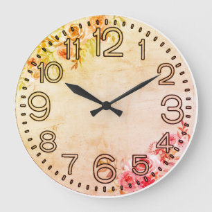 Floral Elegance Round Acrylic Wall Clock