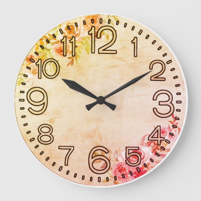 Floral Elegance Round Acrylic Wall Clock (Front)
