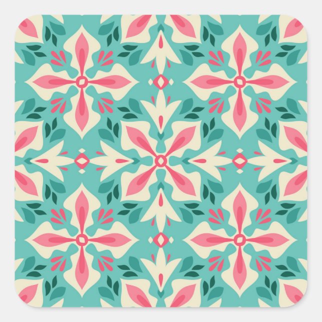 Floral elegance: seamless vintage motif. square sticker (Front)