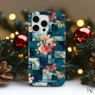 Floral Elegance – Teal & Coral Artistic iPhone 15 Pro Max Case