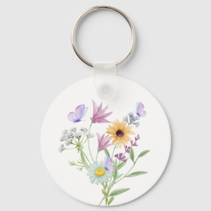 Floral Elegance Tee – Soft Pastel Blooms  Key Ring