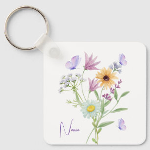 Floral Elegance Tee – Soft Pastel Blooms Key Ring