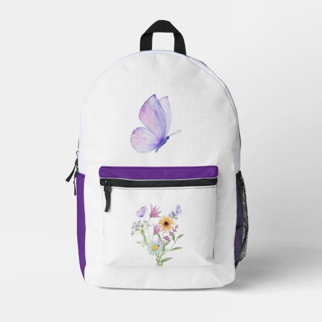 Floral Elegance Tee – Soft Pastel Blooms  Printed Backpack (Front)