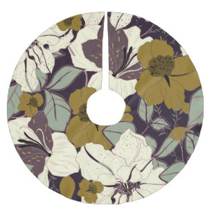 Floral elegance, vintage leaf pattern. brushed polyester tree skirt