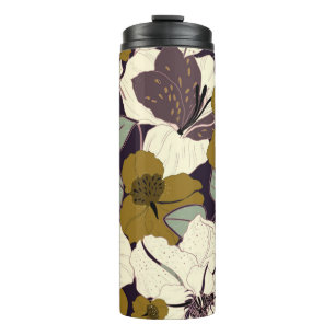 Floral elegance, vintage leaf pattern. thermal tumbler