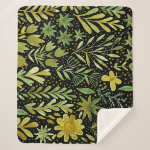 Floral Elegance: Vintage Watercolor Pattern Sherpa Blanket
