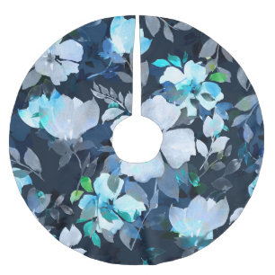 Floral Elegance Watercolor Pattern Brushed Polyester Tree Skirt