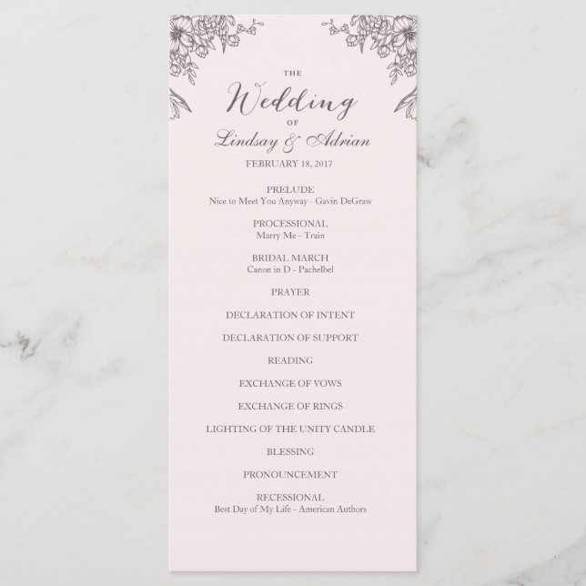 Floral Elegance Wedding Program (Front)