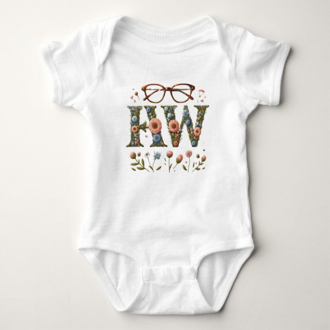 Floral Elegance with Eyewear Baby Bodysuit (Front)