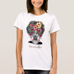 Floral Elegant Afro Woman T-Shirt