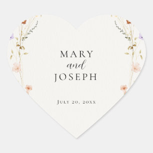 Floral Elegant and Minimal Wedding Wild Flower Heart Sticker