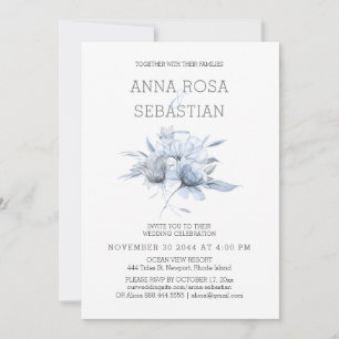 *~* Floral Elegant AR15 WEDDING Blue Rose RSVP +  Invitation