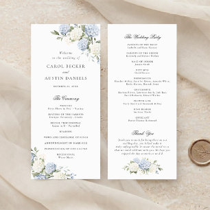 Floral Elegant Blue Hydrangea Wedding Program