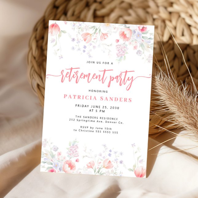 Floral elegant blush pink retirement party invitation (Creator Uploaded)