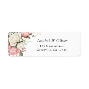Floral Elegant Blush Pink Wedding Return Address Label