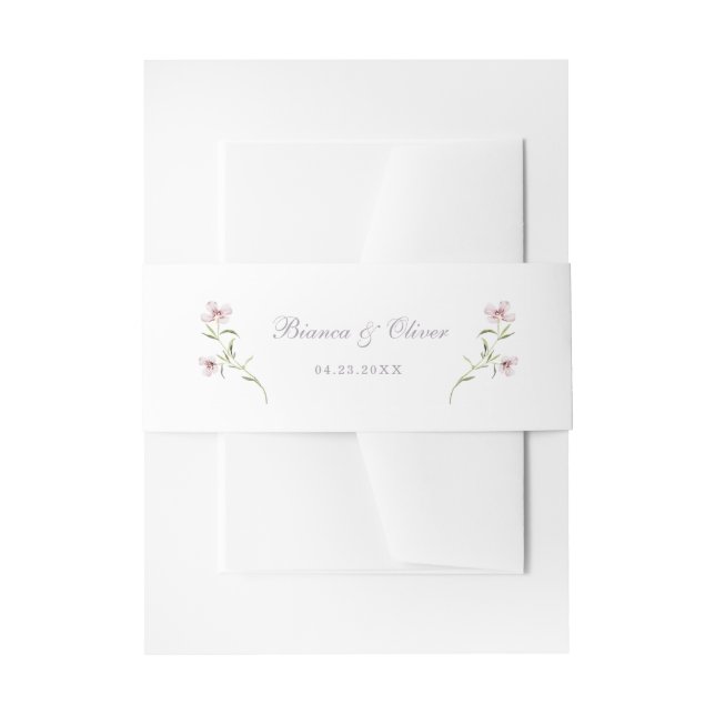 Floral Elegant Blush Wildflowers Wedding Invitation Belly Band (Front Example)