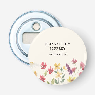 Floral Elegant Boho Summer Wildflowers Wedding Bottle Opener