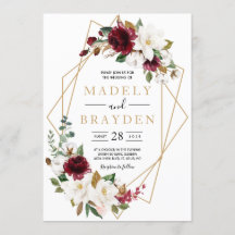 Floral Elegant Burgundy Magnolia Greenery Frame