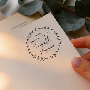 Floral Elegant Calligraphy From the Library of Self-inking Stamp