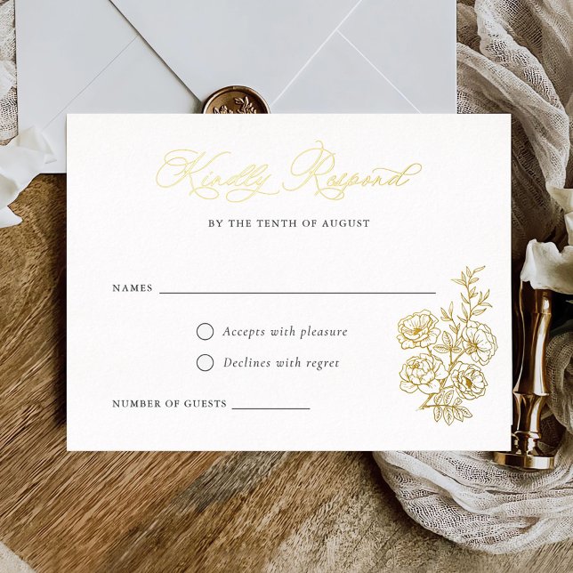Floral Elegant Calligraphy Script Roses RSVP Card (Creator Uploaded)