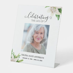Floral Elegant Celebrating of Life Pedestal Sign